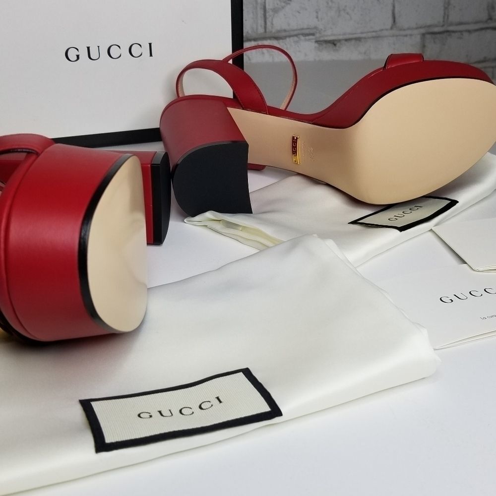 Gucci Blood Red GG Heel Shoes - Picture 6 of 12